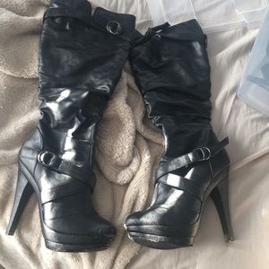 Size 7.5 black boots with heels
